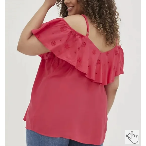 🆕️ MAGENTA SHOULDER RUFFLE TANK - CHALLIS - Picture 2 of 5